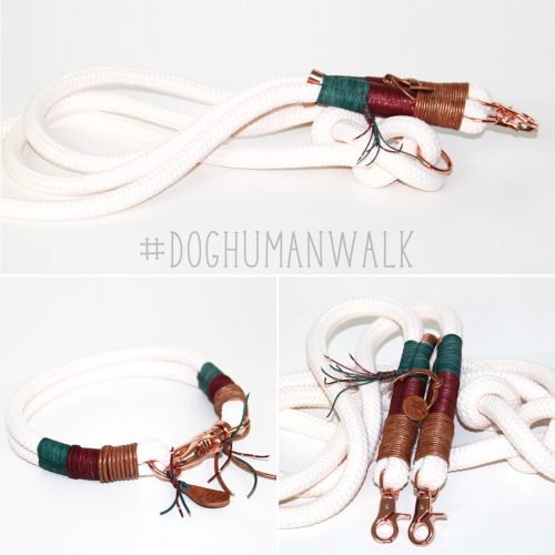 Hundeleine creme mit Leder Dog Human Walk