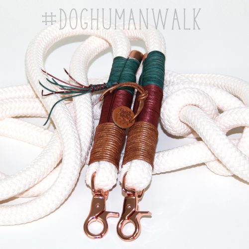 Hundeleine creme mit Leder Dog Human Walk