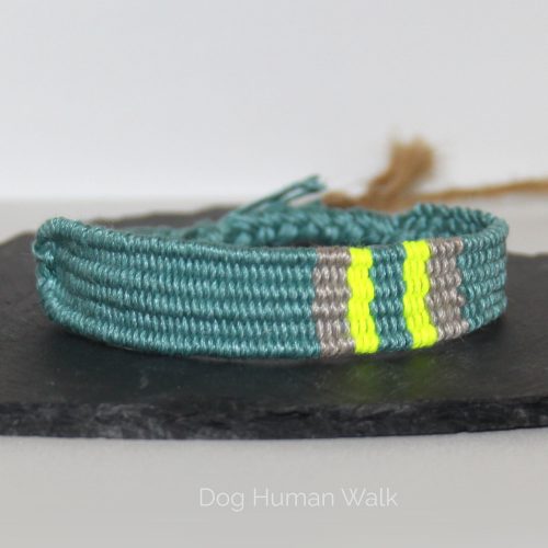 Dog Human Walk gewebtes Armband rauchtürkis naturgrau neongelb