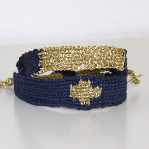 Dog Human Walk gewebte Armbänder blau gold