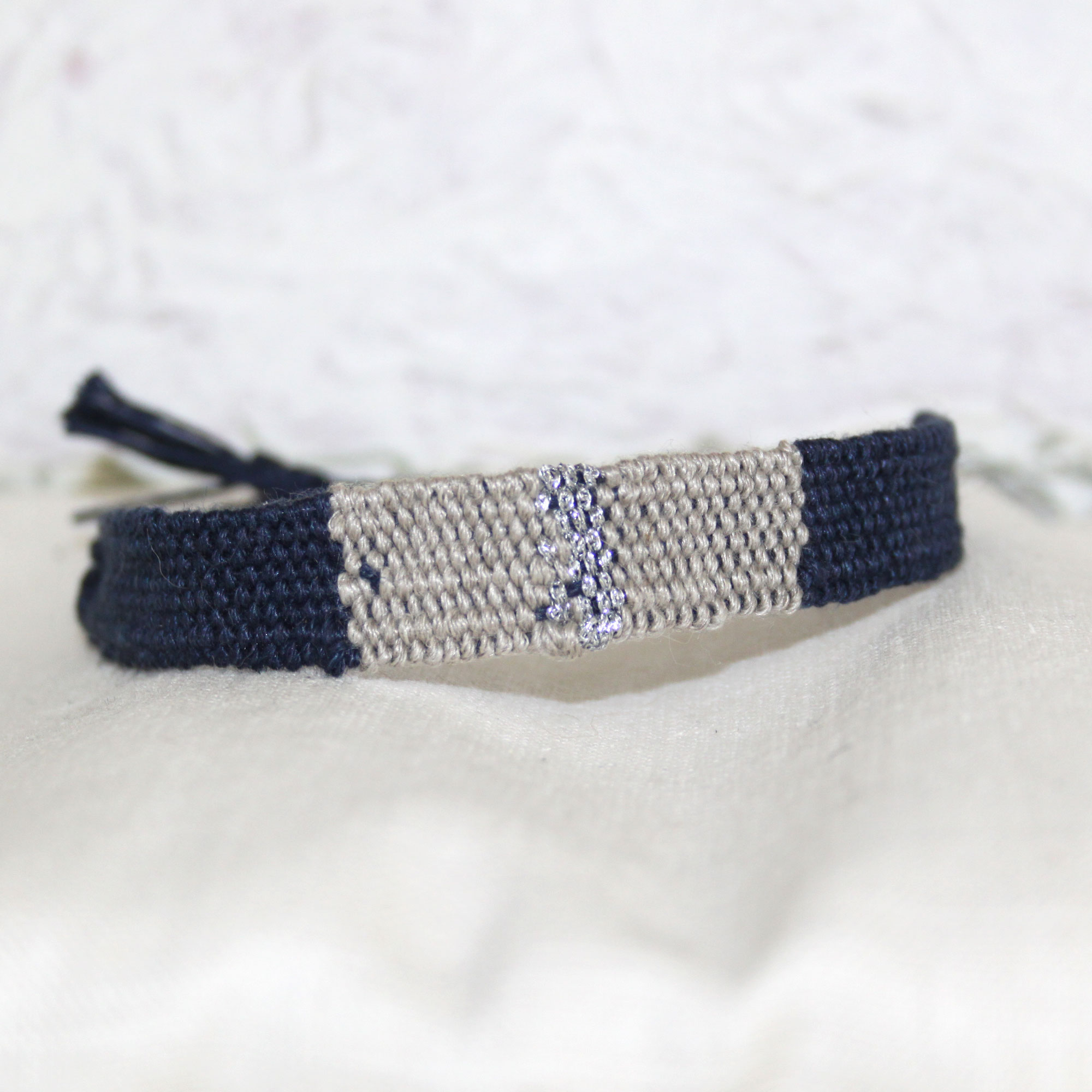 Dog Human Walk gewebte Armbänder blau grau silber