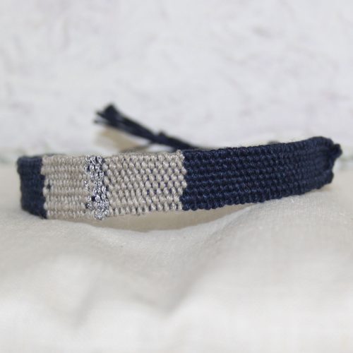 Dog Human Walk gewebte Armbänder blau grau silber