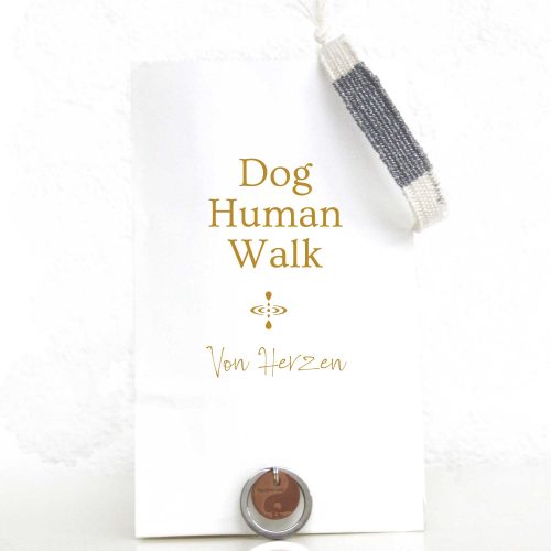 Gewebtes Armband weiß silber Dog Human Walk Freundschaftsband