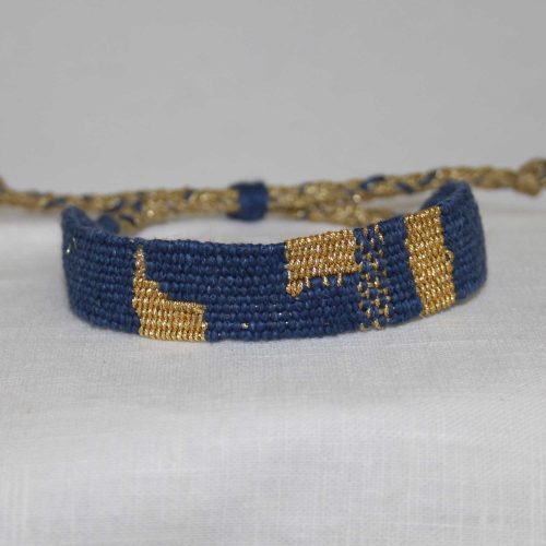 Gewebtes Armband blau gold Dog Human Walk Freundschaftsband