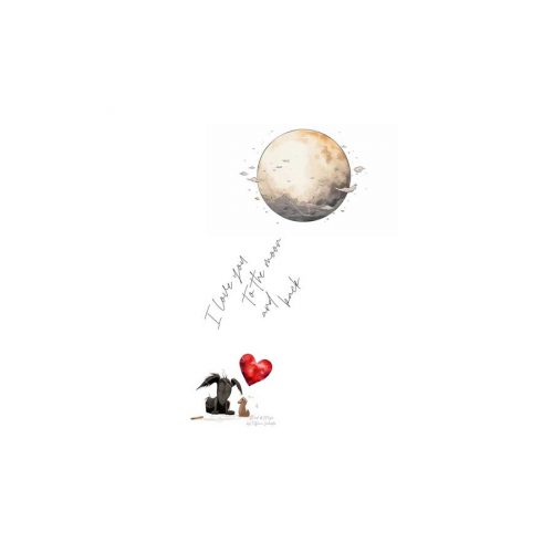 Hunde Cartoon Hund mit Herz und Mond I love you to the moon and back Poster World of Strays Dog Human Walk