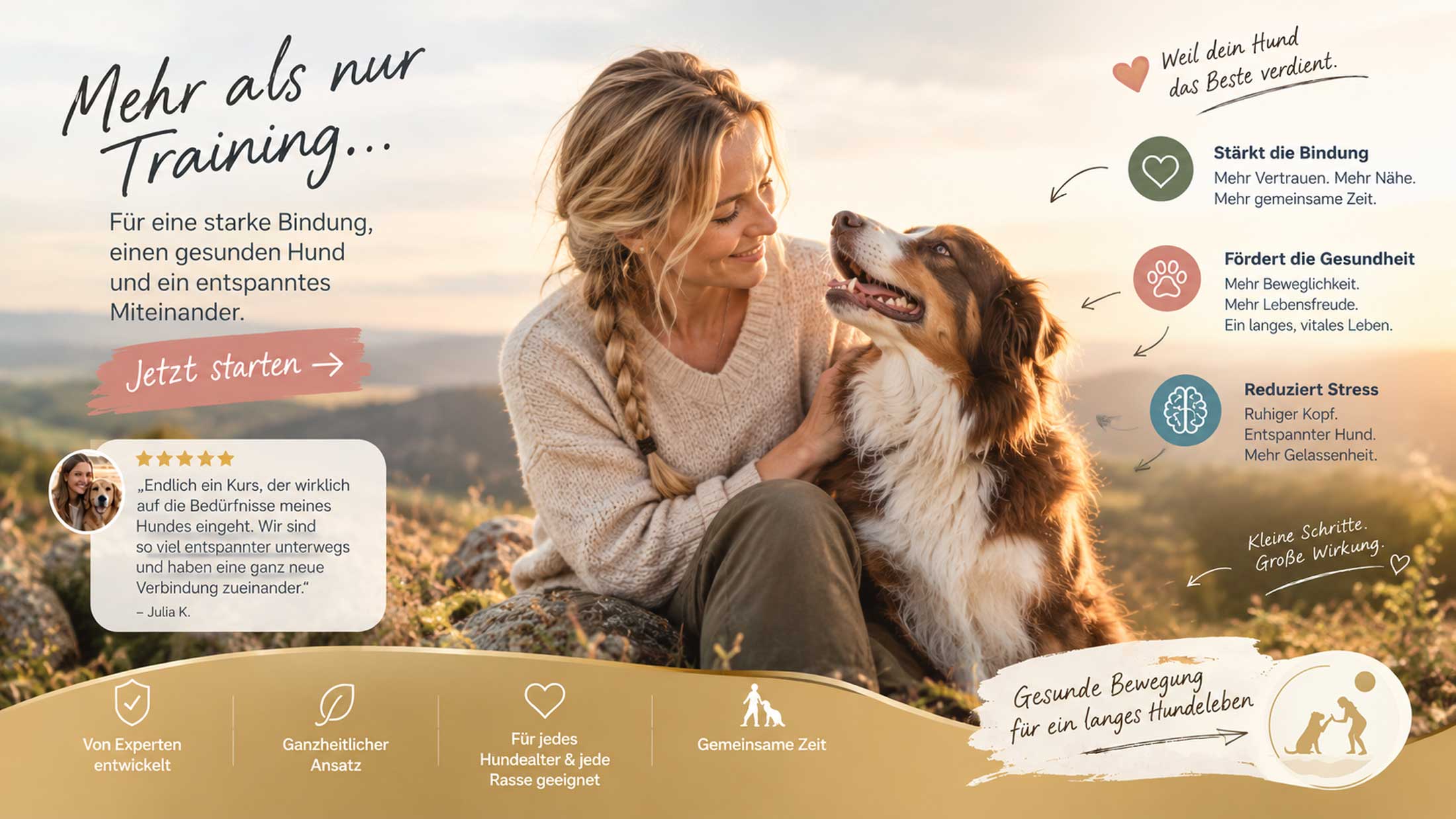Gesunde Bewegung für Hunde Hundefitness Bewegung erhalten und Schmerzen reduzieren Dog Human Walk Alternative zu Agility und Hundesport Hundeschule Bitburg Wittlich Speicher Trier Luxembourg