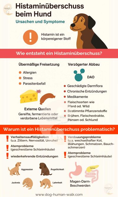 Histaminüberschuss Verhaltensauffälligkeiten und Gesundheit Wenn der Hund unerklärliches Verhalten zeigt kann Histaminüberschuss die Ursache sein Dog Human Walk Hundeschule Tierheilpraktiker Rheinland Pfalz Bitburg Wittlich Trier Ernährung